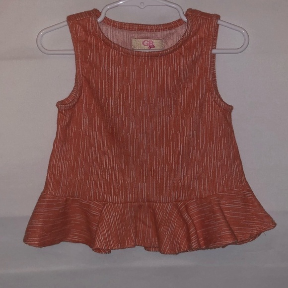 Kid's Gianni Bini GB Girls Coral Pink Peplum Top - Picture 2 of 5
